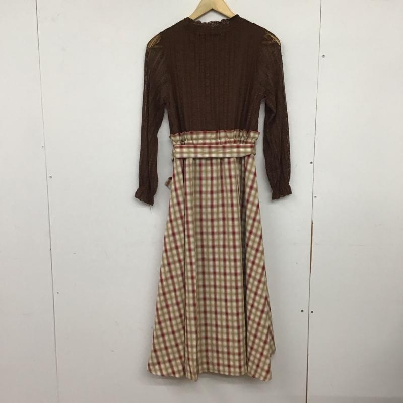 アクシーズファム axes femme ワンピース ロングスカート M 無地 X チェック 茶 / ブラウン / brown X マルチカラー / マルチカラー / multicolor レディース USED 古着 中古 10153131