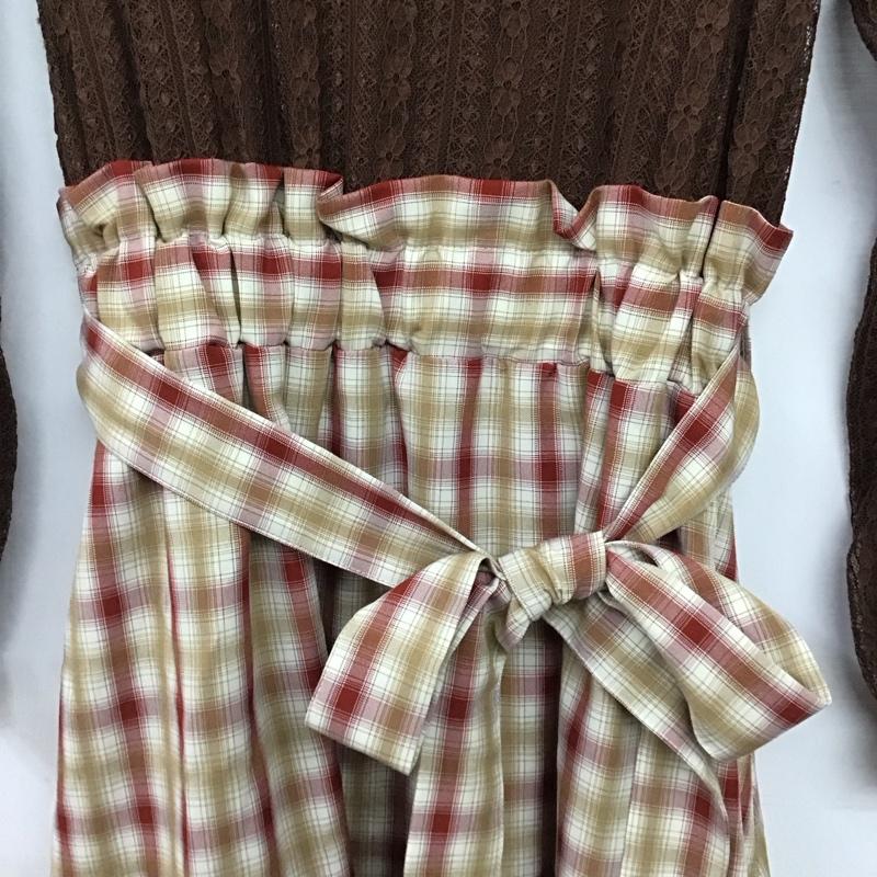 アクシーズファム axes femme ワンピース ロングスカート M 無地 X チェック 茶 / ブラウン / brown X マルチカラー / マルチカラー / multicolor レディース USED 古着 中古 10153131