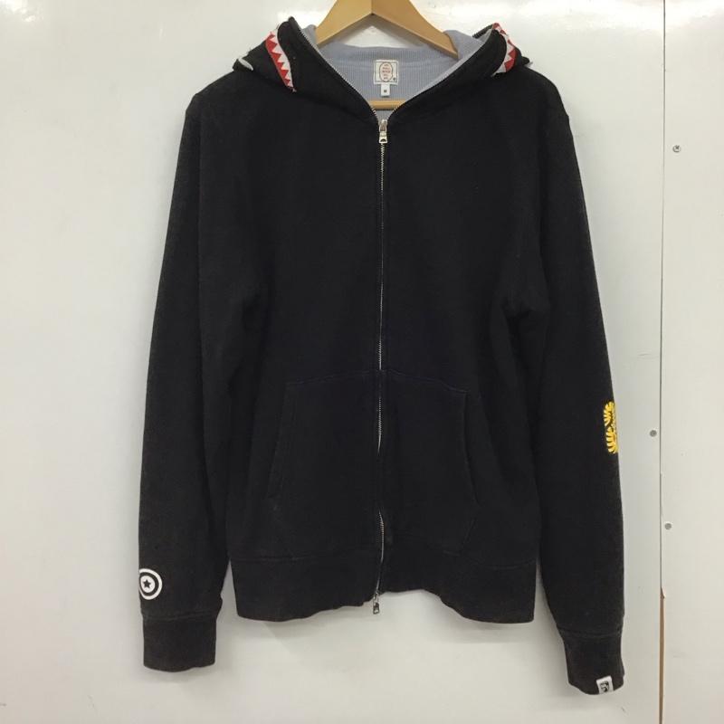 エイプ APE パーカー 長袖 長袖パーカー ジップアップパーカー スウェット M ロゴ、文字 黒 / ブラック / black メンズ USED 古着 中古 10153194