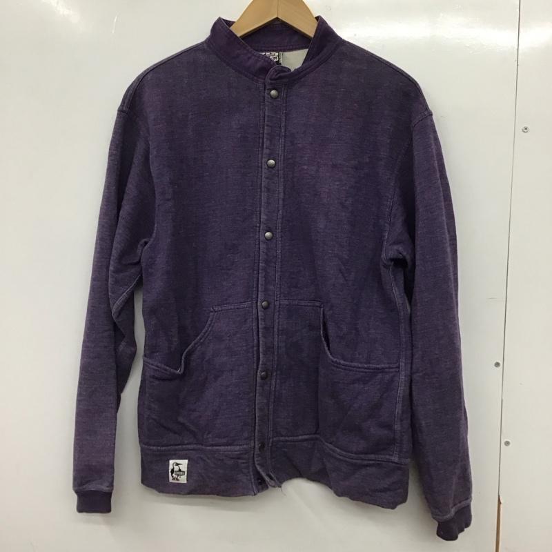 チャムス CHUMS トレーナー 長袖 長袖スウェット フロントボタン M ロゴ、文字 紫 / パープル / purple メンズ USED 古着 中古 10153201