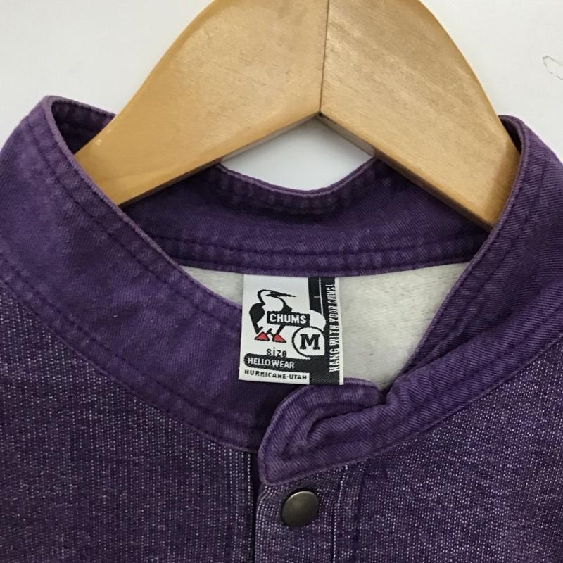 チャムス CHUMS トレーナー 長袖 長袖スウェット フロントボタン M ロゴ、文字 紫 / パープル / purple メンズ USED 古着 中古 10153201