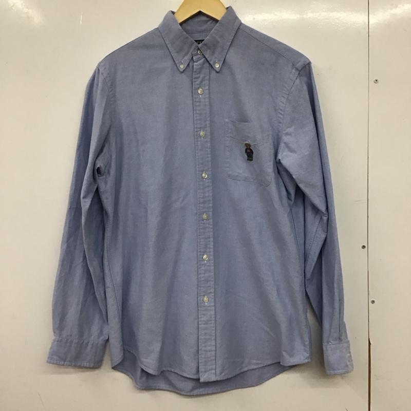ポロラルフローレン POLO RALPH LAUREN シャツ、ブラウス 長袖 長袖シャツ 無地シャツ カラーシャツ ボタンダウンシャツ M ロゴ、文字 水色 / ライトブルー / メンズ USED 古着 中古 10153203