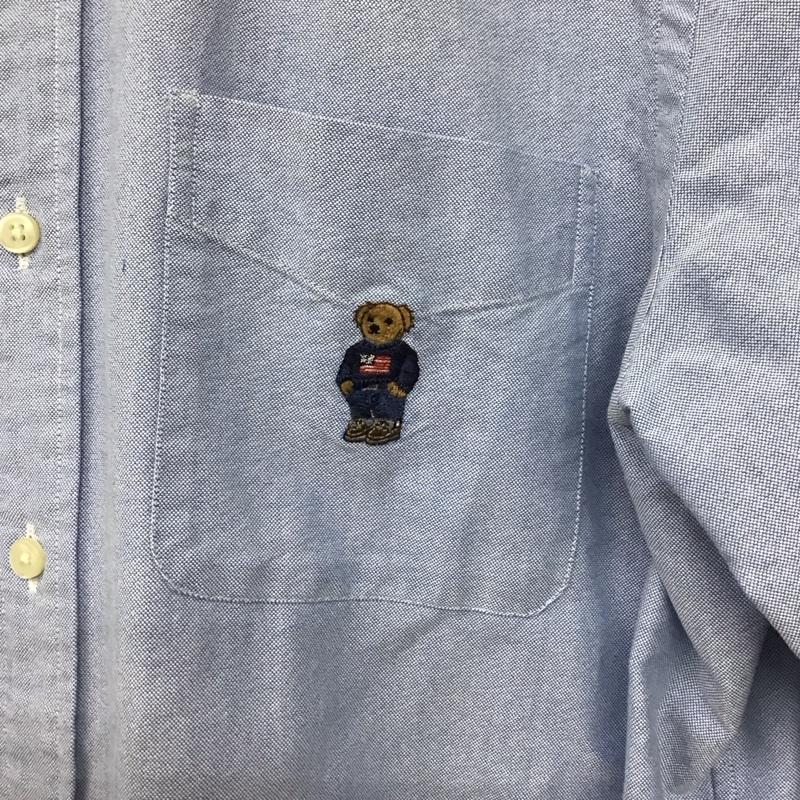 ポロラルフローレン POLO RALPH LAUREN シャツ、ブラウス 長袖 長袖シャツ 無地シャツ カラーシャツ ボタンダウンシャツ M ロゴ、文字 水色 / ライトブルー / メンズ USED 古着 中古 10153203