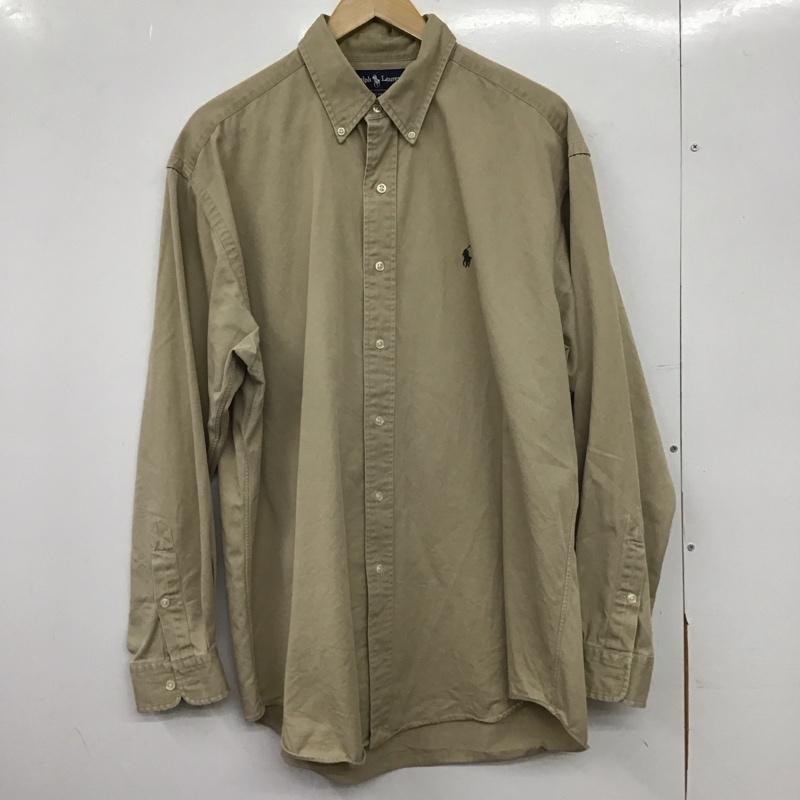 ラルフローレン RALPHLAUREN シャツ、ブラウス 長袖 長袖シャツ 無地シャツ カラーシャツ ボタンダウンシャツ L ロゴ、文字 ベージュ / ベージュ / beige メンズ USED 古着 中古 10153204