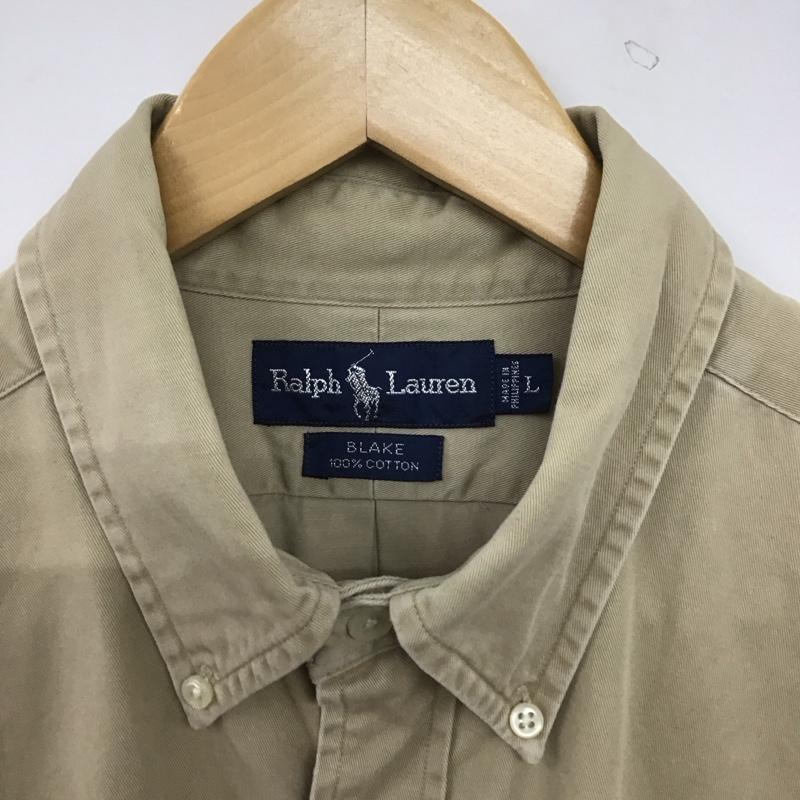 ラルフローレン RALPHLAUREN シャツ、ブラウス 長袖 長袖シャツ 無地シャツ カラーシャツ ボタンダウンシャツ L ロゴ、文字 ベージュ / ベージュ / beige メンズ USED 古着 中古 10153204