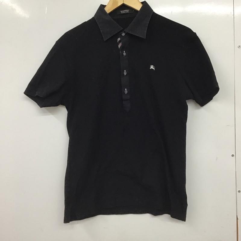 バーバリーブラックレーベル BURBERRY BLACK LABEL ポロシャツ 半袖 半袖ポロシャツ カラーシャツ 半袖カットソー 2 ロゴ、文字 黒 / ブラック / black メンズ USED 古着 中古 10153205