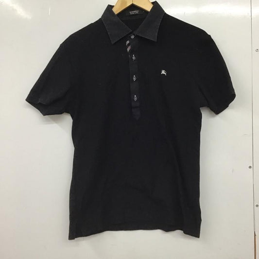 バーバリーブラックレーベル BURBERRY BLACK LABEL ポロシャツ 半袖 半袖ポロシャツ カラーシャツ 半袖カットソー 2 ロゴ、文字 黒 / ブラック / black メンズ USED 古着 中古 10153205