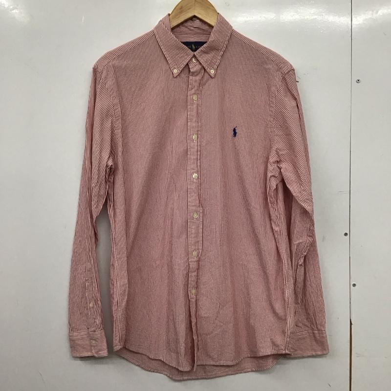 ラルフローレン RALPHLAUREN シャツ、ブラウス 長袖 長袖シャツ ストライプシャツ カラーシャツ ボタンダウンシャツ M ストライプ 白 / ホワイト / white X 赤 / レッド / red メンズ USED 古着 中古 10153207