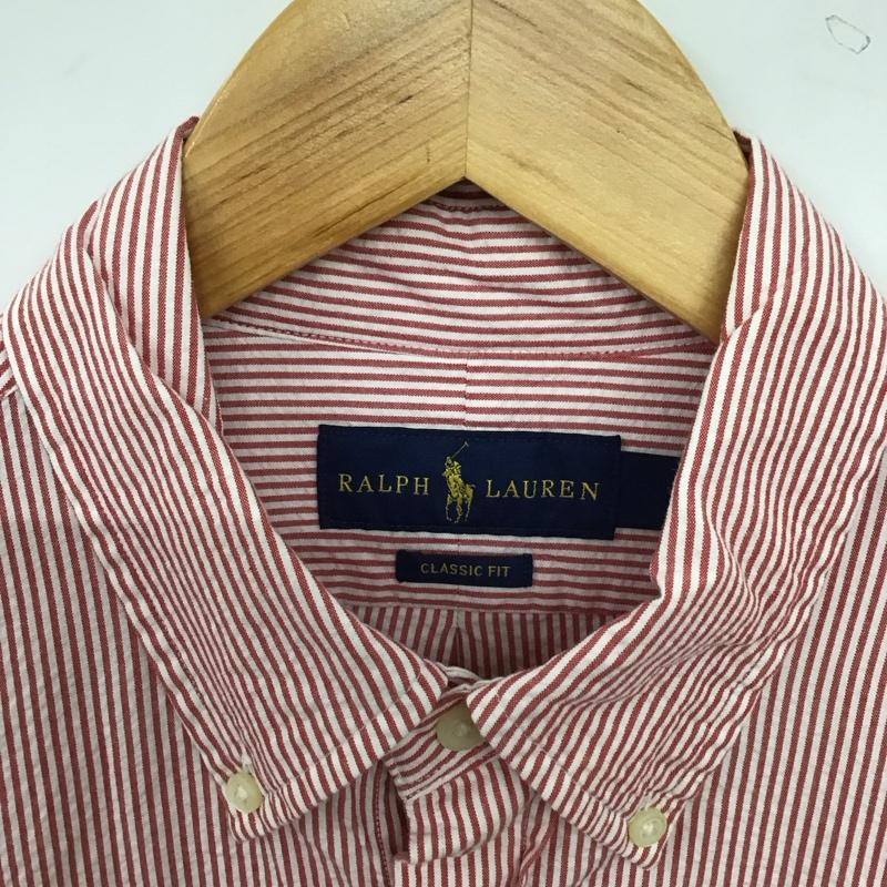 ラルフローレン RALPHLAUREN シャツ、ブラウス 長袖 長袖シャツ ストライプシャツ カラーシャツ ボタンダウンシャツ M ストライプ 白 / ホワイト / white X 赤 / レッド / red メンズ USED 古着 中古 10153207