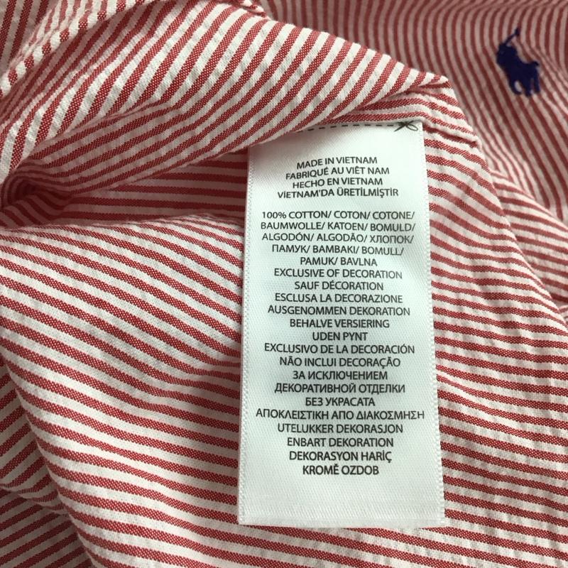 ラルフローレン RALPHLAUREN シャツ、ブラウス 長袖 長袖シャツ ストライプシャツ カラーシャツ ボタンダウンシャツ M ストライプ 白 / ホワイト / white X 赤 / レッド / red メンズ USED 古着 中古 10153207