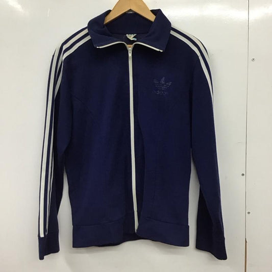 アディダス adidas ジャケット、上着 ジャンパー、ブルゾン ジップアップジャケット ジャージ 古着 M ロゴ、文字 紺 / ネイビー / navy メンズ USED 古着 中古 10153210