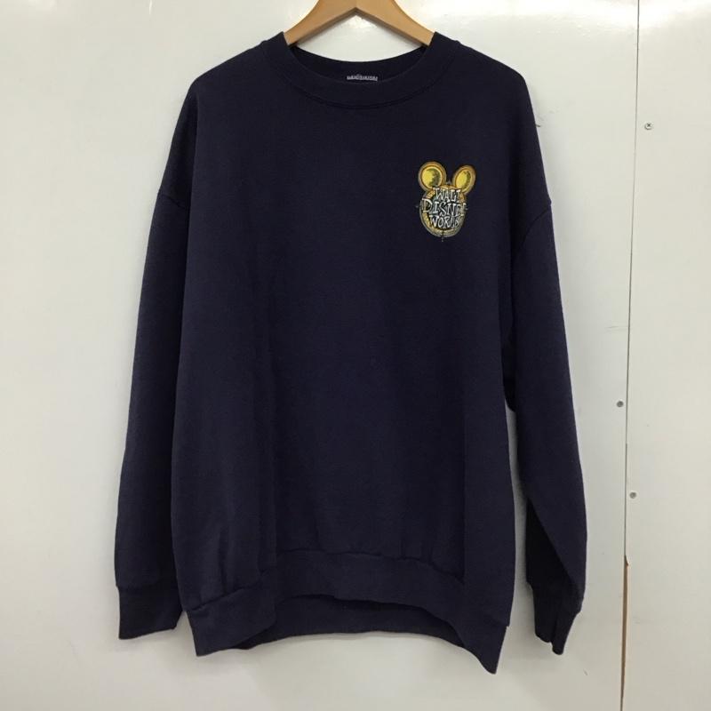 古着 USED トレーナー 長袖 長袖トレーナー スウェット クルーネック プルオーバー プリント 紺 / ネイビー / navy メンズ USED 古着 中古 10153217