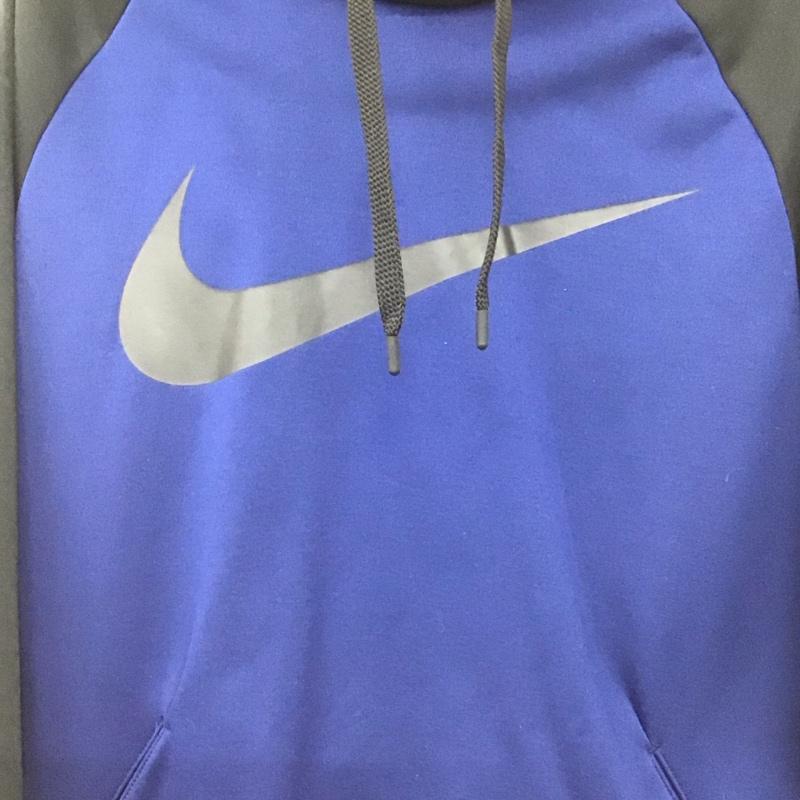ナイキ NIKE パーカー 長袖 長袖プルオーバーパーカー スポーツウェア L ロゴ、文字 黒 / ブラック / black X 青 / ブルー / blue メンズ USED 古着 中古 10153220