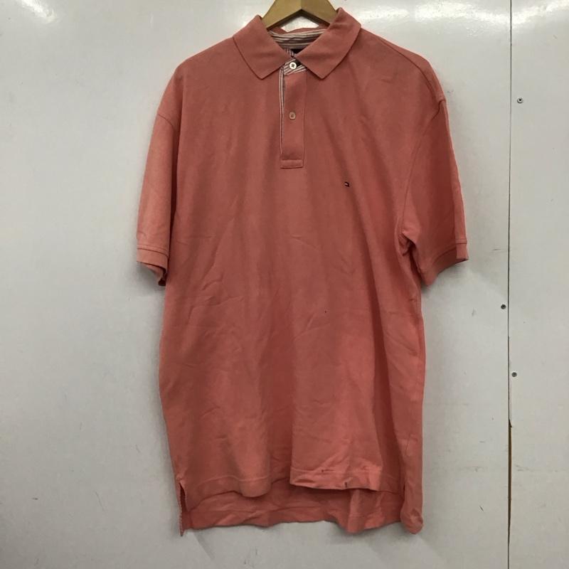 トミーヒルフィガー TOMMY HILFIGER ポロシャツ 半袖 半袖ポロシャツ カラーシャツ 半袖カットソー L ロゴ、文字 桃 / ピンク / pink メンズ USED 古着 中古 10153221