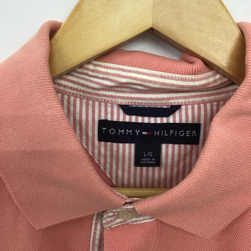 トミーヒルフィガー TOMMY HILFIGER ポロシャツ 半袖 半袖ポロシャツ カラーシャツ 半袖カットソー L ロゴ、文字 桃 / ピンク / pink メンズ USED 古着 中古 10153221