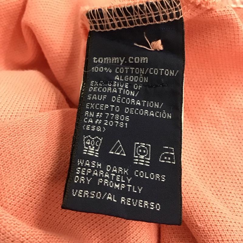 トミーヒルフィガー TOMMY HILFIGER ポロシャツ 半袖 半袖ポロシャツ カラーシャツ 半袖カットソー L ロゴ、文字 桃 / ピンク / pink メンズ USED 古着 中古 10153221