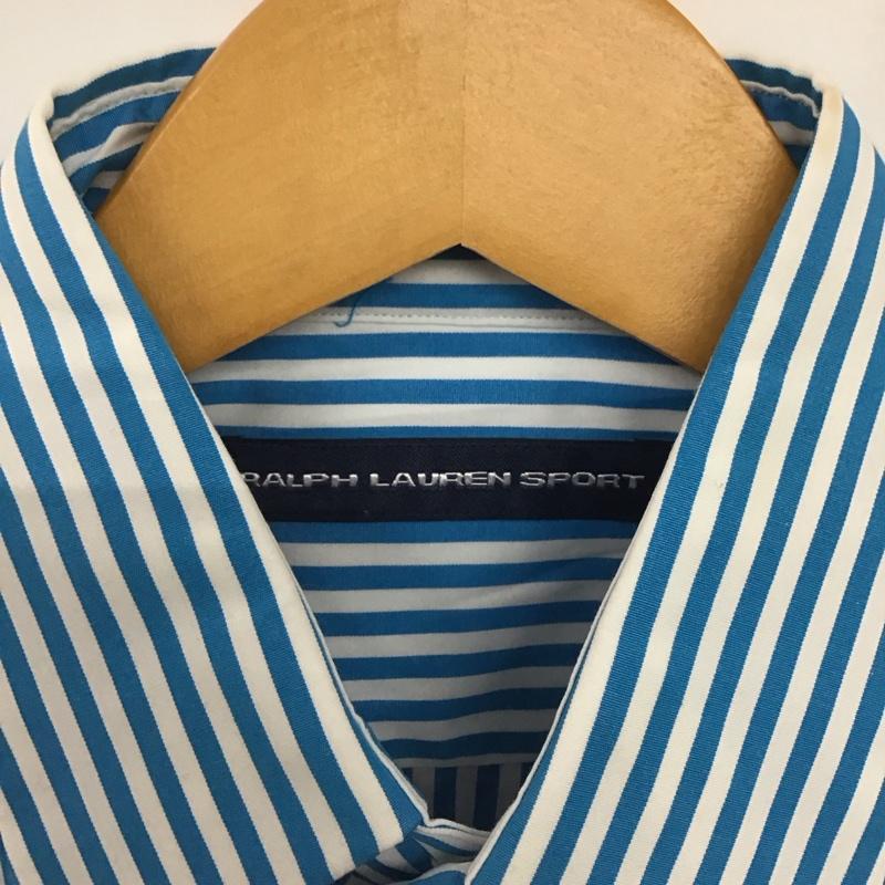 ラルフローレンスポーツ RALPHLAURENSPORT シャツ、ブラウス 半袖 半袖シャツ ストライプシャツ カラーシャツ 8 ストライプ 白 / ホワイト / white X 青 / ブルー / blue メンズ USED 古着 中古 10153226