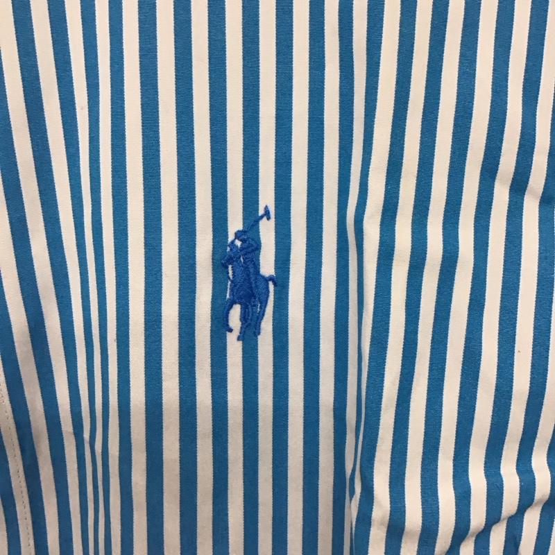 ラルフローレンスポーツ RALPHLAURENSPORT シャツ、ブラウス 半袖 半袖シャツ ストライプシャツ カラーシャツ 8 ストライプ 白 / ホワイト / white X 青 / ブルー / blue メンズ USED 古着 中古 10153226