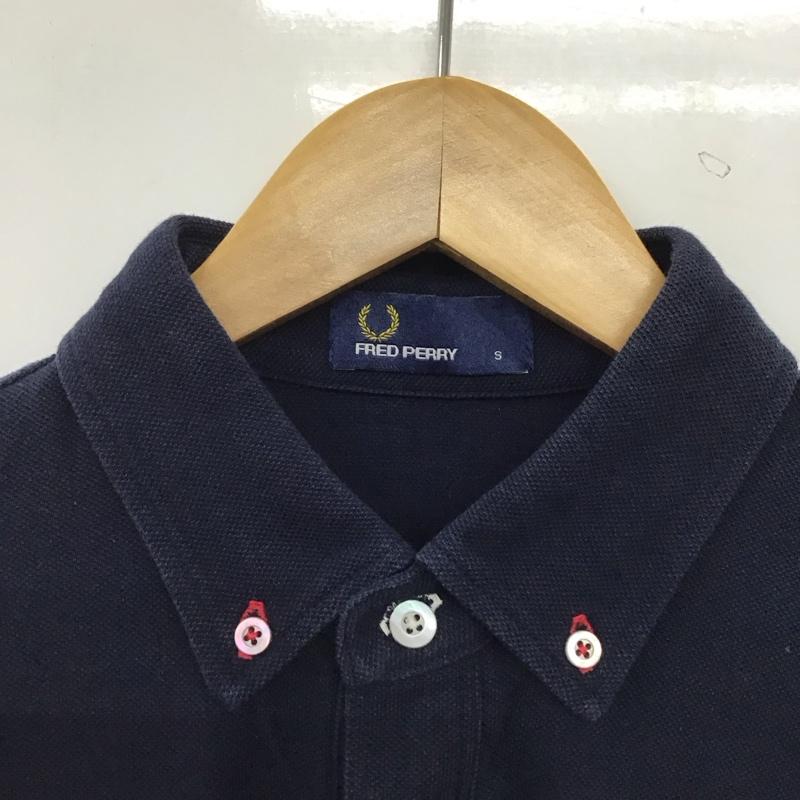 フレッドペリー FRED PERRY ポロシャツ 半袖 半袖ポロシャツ カラーシャツ 半袖カットソー S ロゴ、文字 紺 / ネイビー / navy メンズ USED 古着 中古 10153229