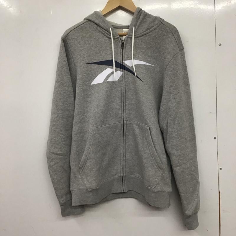 リーボック Reebok パーカー 長袖 ジップアップパーカー 長袖パーカー カジュアルジャケット M ロゴ、文字 灰 / グレー / gray メンズ USED 古着 中古 10153238