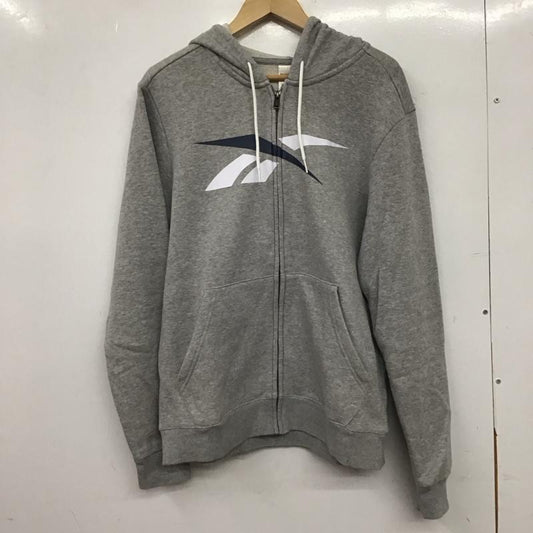 リーボック Reebok パーカー 長袖 ジップアップパーカー 長袖パーカー カジュアルジャケット M ロゴ、文字 灰 / グレー / gray メンズ USED 古着 中古 10153238