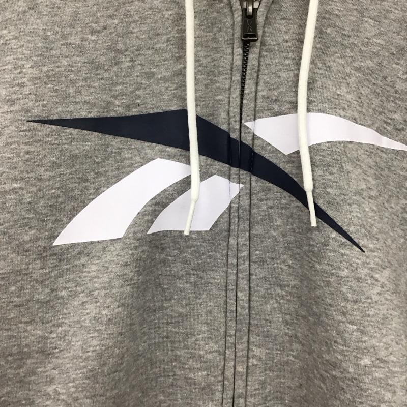 リーボック Reebok パーカー 長袖 ジップアップパーカー 長袖パーカー カジュアルジャケット M ロゴ、文字 灰 / グレー / gray メンズ USED 古着 中古 10153238