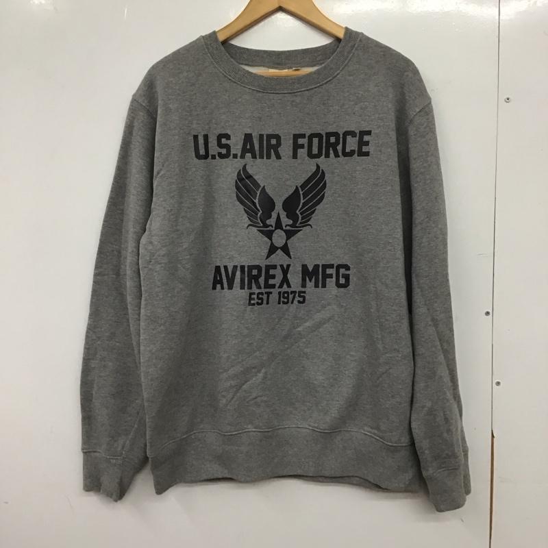 アヴィレックス AVIREX トレーナー 長袖 長袖トレーナー スウェット クルーネック プルオーバー XXL プリント 灰 / グレー / gray メンズ USED 古着 中古 10153240