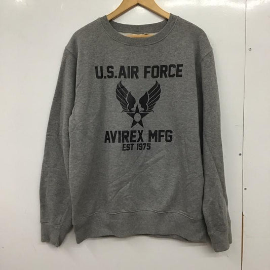 アヴィレックス AVIREX トレーナー 長袖 長袖トレーナー スウェット クルーネック プルオーバー XXL プリント 灰 / グレー / gray メンズ USED 古着 中古 10153240