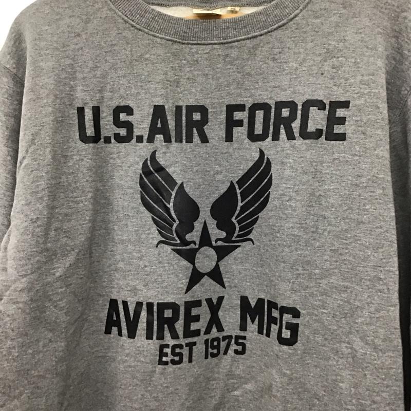 アヴィレックス AVIREX トレーナー 長袖 長袖トレーナー スウェット クルーネック プルオーバー XXL プリント 灰 / グレー / gray メンズ USED 古着 中古 10153240
