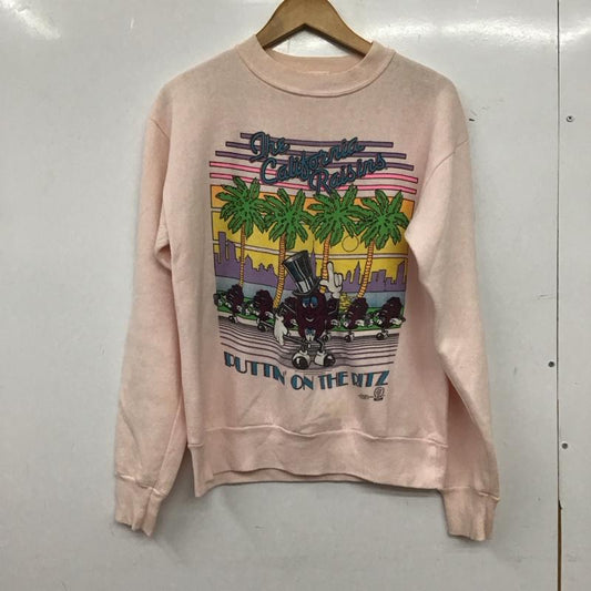 古着 USED トレーナー 長袖 長袖トレーナー スウェット クルーネック プルオーバー S プリント 桃 / ピンク / pink メンズ USED 古着 中古 10153243