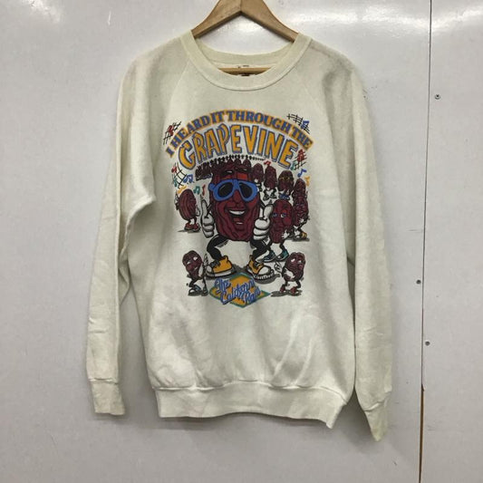 フルーツオブザルーム FRUIT OF THE LOOM トレーナー 長袖 長袖トレーナー スウェット クルーネック プルオーバー XL プリント アイボリー / アイボリー / メンズ USED 古着 中古 10153250