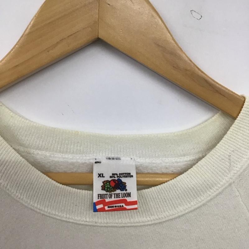 フルーツオブザルーム FRUIT OF THE LOOM トレーナー 長袖 長袖トレーナー スウェット クルーネック プルオーバー XL プリント アイボリー / アイボリー / メンズ USED 古着 中古 10153250