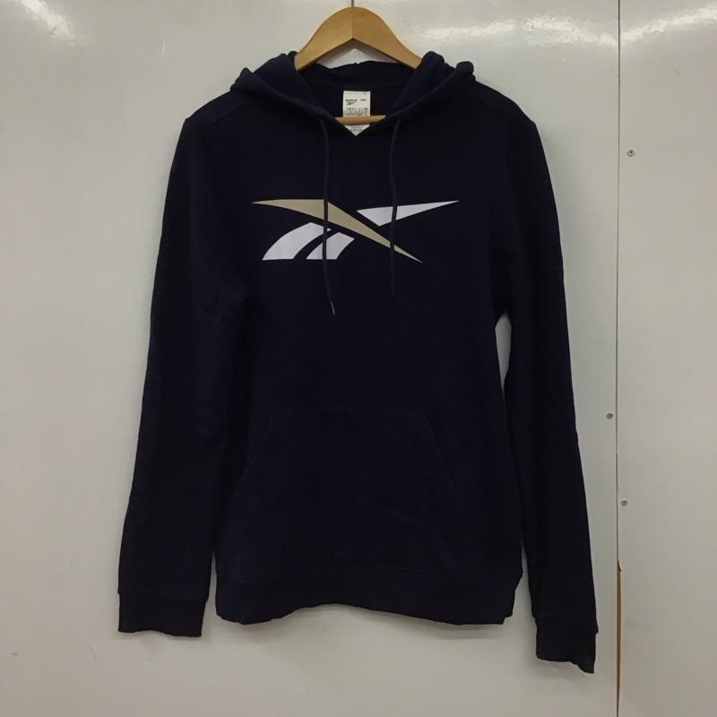 リーボック Reebok パーカー 長袖 長袖パーカー プルオーバーパーカー スウェット M ロゴ、文字 紺 / ネイビー / navy メンズ USED 古着 中古 10153254