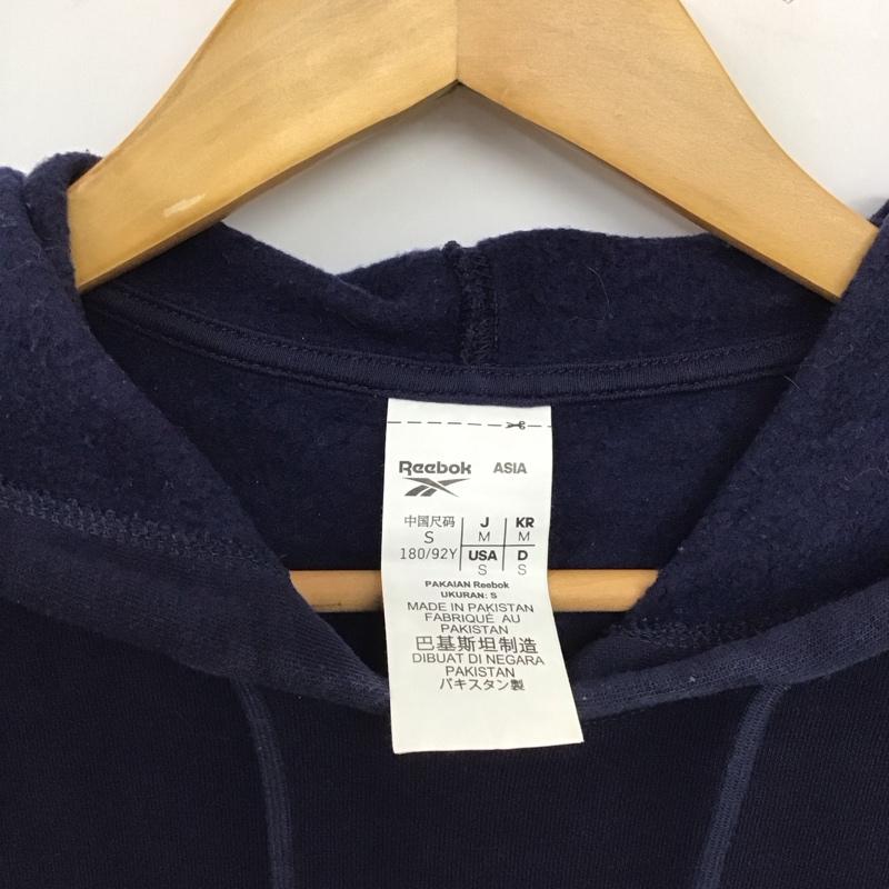 リーボック Reebok パーカー 長袖 長袖パーカー プルオーバーパーカー スウェット M ロゴ、文字 紺 / ネイビー / navy メンズ USED 古着 中古 10153254