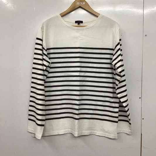 アイテムズ アーバンリサーチ ITEMS URBAN RESEARCH カットソー 長袖 長袖カットソー クルーネックカットソー プリントカットソー L ボーダー柄 白 / ホワイト / white メンズ USED 古着 中古 10153255