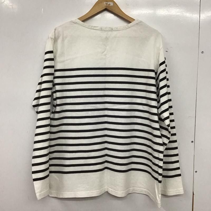 アイテムズ アーバンリサーチ ITEMS URBAN RESEARCH カットソー 長袖 長袖カットソー クルーネックカットソー プリントカットソー L ボーダー柄 白 / ホワイト / white メンズ USED 古着 中古 10153255
