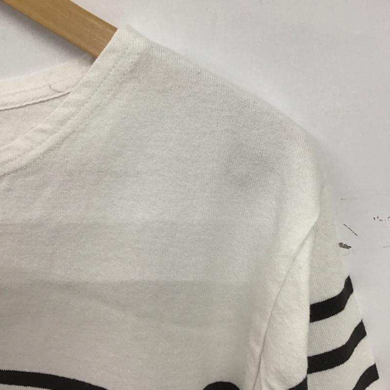 アイテムズ アーバンリサーチ ITEMS URBAN RESEARCH カットソー 長袖 長袖カットソー クルーネックカットソー プリントカットソー L ボーダー柄 白 / ホワイト / white メンズ USED 古着 中古 10153255