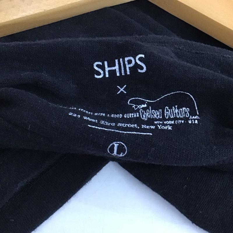 シップス SHIPS Tシャツ 半袖 半袖カットソー プリントTシャツ クルーネックカットソー L ロゴ、文字 黒 / ブラック / black メンズ USED 古着 中古 10153261