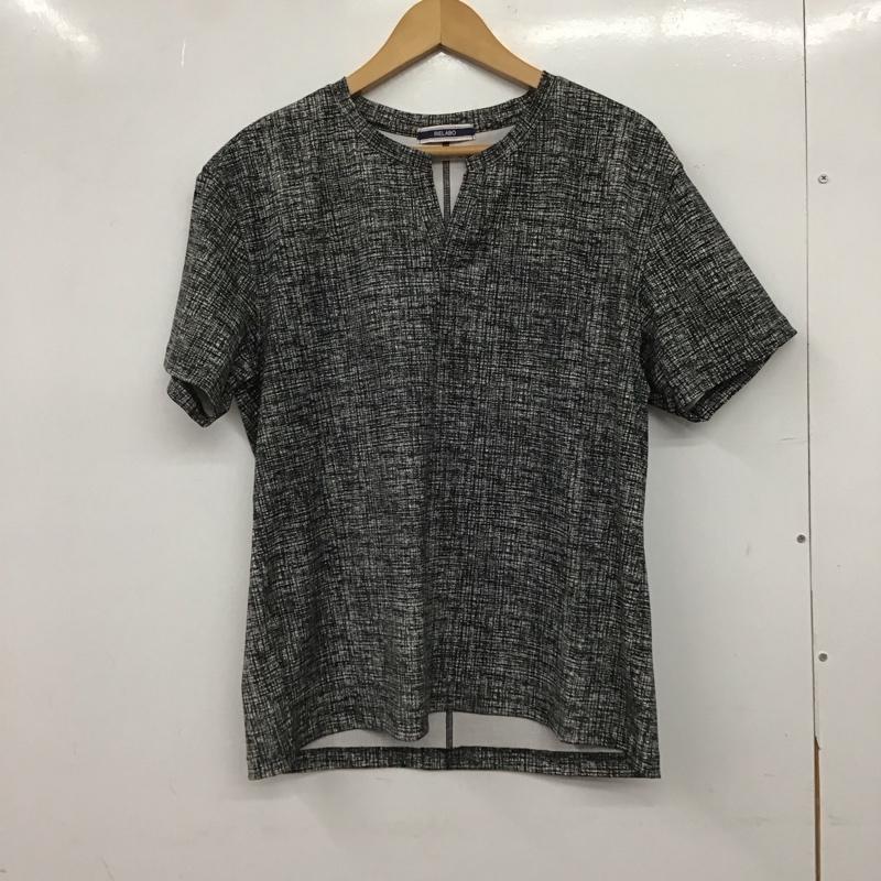 リエラボ RIELABO カットソー 半袖 半袖カットソー ストレッチ 総柄 白 / ホワイト / white X 黒 / ブラック / black メンズ USED 古着 中古 10153264