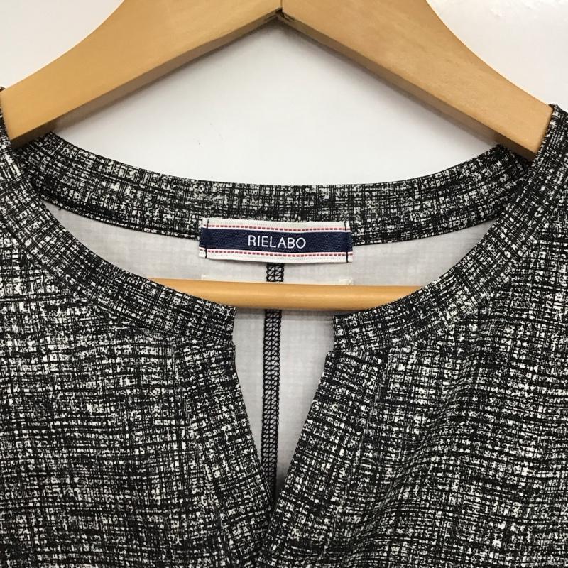 リエラボ RIELABO カットソー 半袖 半袖カットソー ストレッチ 総柄 白 / ホワイト / white X 黒 / ブラック / black メンズ USED 古着 中古 10153264