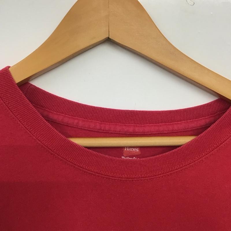 ヘインズ HANES Tシャツ 半袖 半袖カットソー プリントTシャツ クルーネックカットソー XL ロゴ、文字 赤 / レッド / red メンズ USED 古着 中古 10153265