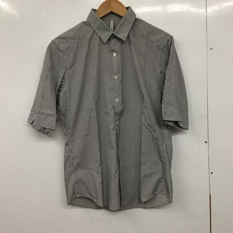ブラックバレット Black Barrett シャツ、ブラウス 半袖 半袖シャツ ストライプシャツ カラーシャツ 3 ストライプ 白 / ホワイト / white X ダークグレー / ダークグレー / メンズ USED 古着 中古 10153266