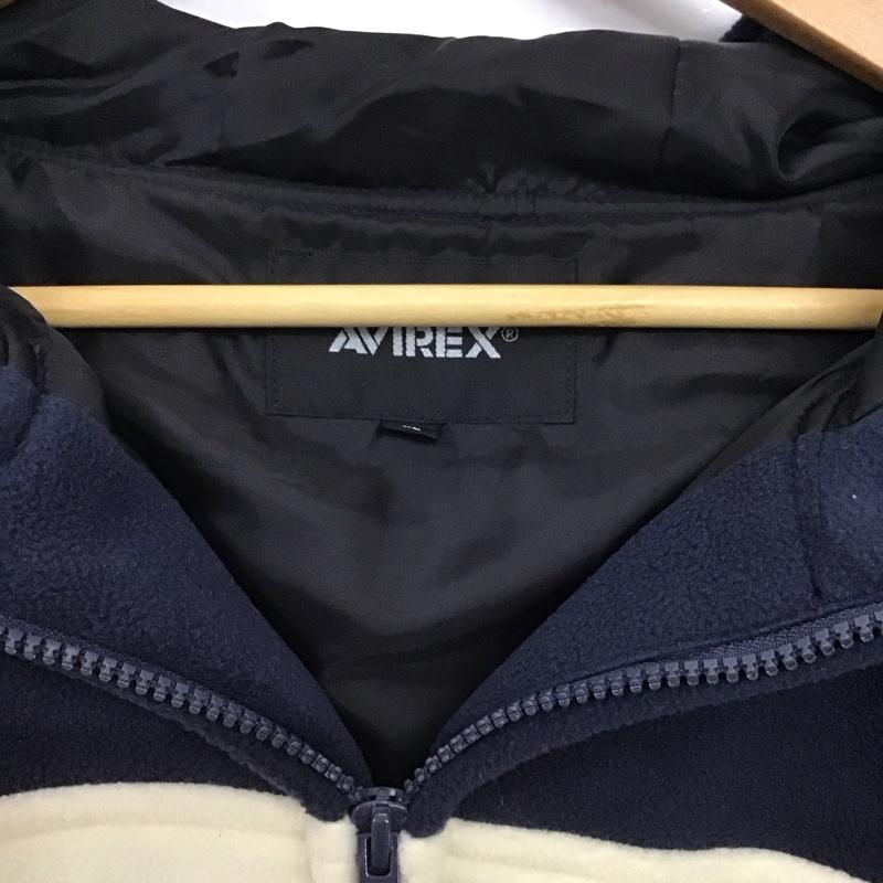 アヴィレックス AVIREX ジャケット、上着 ジャンパー、ブルゾン ジップアップジャケット パーカー アウター XL ロゴ、文字 紺 / ネイビー / navy メンズ USED 古着 中古 10153280