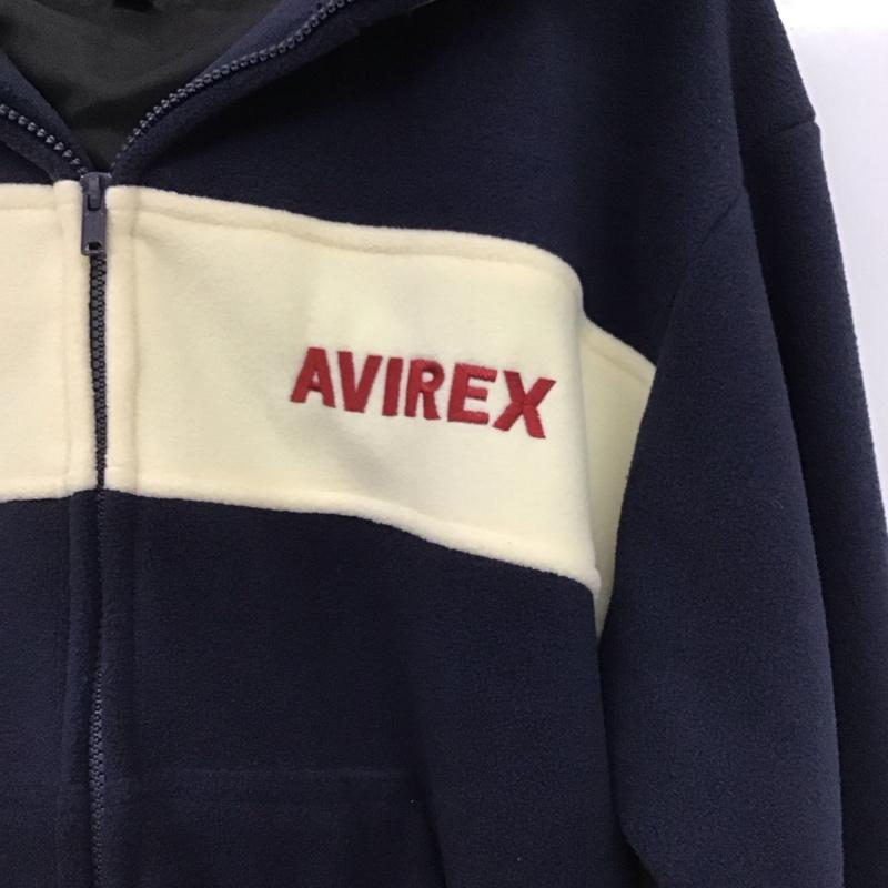 アヴィレックス AVIREX ジャケット、上着 ジャンパー、ブルゾン ジップアップジャケット パーカー アウター XL ロゴ、文字 紺 / ネイビー / navy メンズ USED 古着 中古 10153280