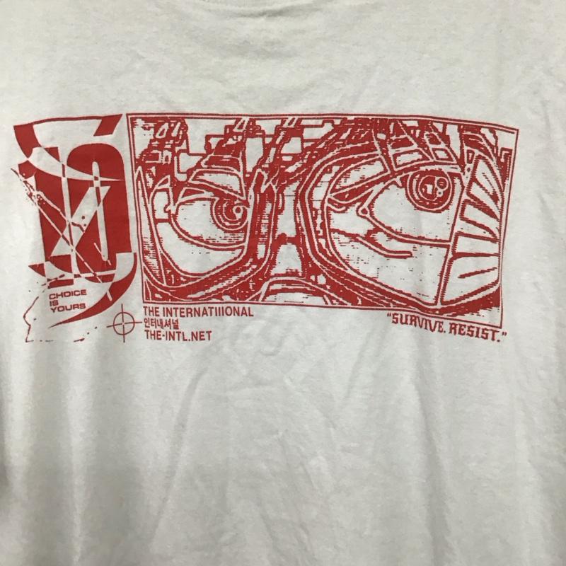 ザ インターナショナル The Internatiiional Tシャツ 半袖 半袖カットソー プリントTシャツ クルーネックカットソー XL プリント 白 / ホワイト / white メンズ USED 古着 中古 10153282