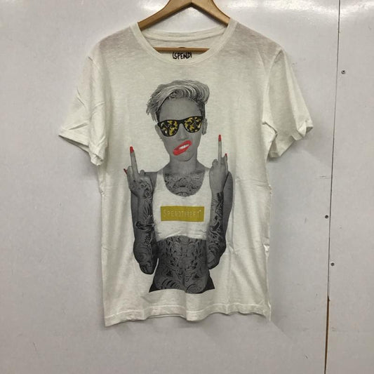 スペンド SPEND Tシャツ 半袖 半袖カットソー プリントTシャツ クルーネックカットソー L プリント 白 / ホワイト / white メンズ USED 古着 中古 10153283