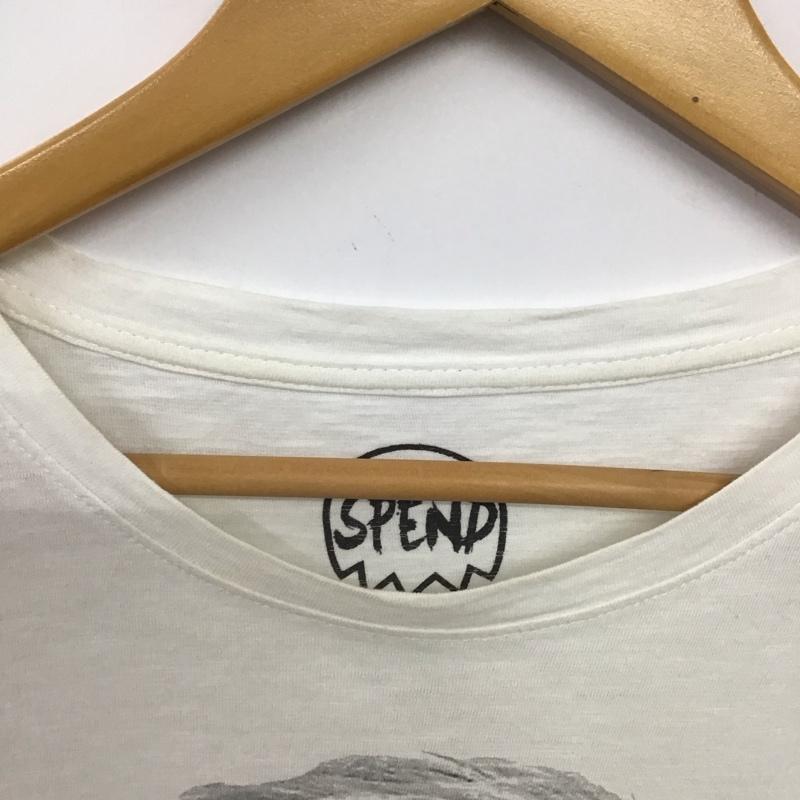 スペンド SPEND Tシャツ 半袖 半袖カットソー プリントTシャツ クルーネックカットソー L プリント 白 / ホワイト / white メンズ USED 古着 中古 10153283