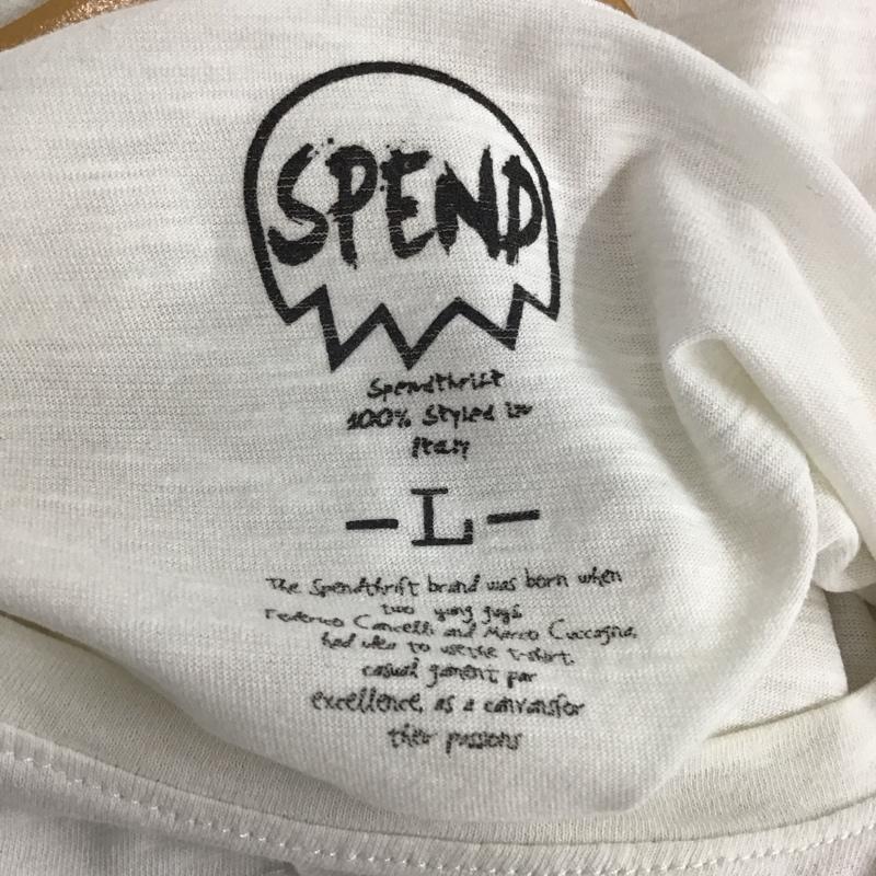 スペンド SPEND Tシャツ 半袖 半袖カットソー プリントTシャツ クルーネックカットソー L プリント 白 / ホワイト / white メンズ USED 古着 中古 10153283