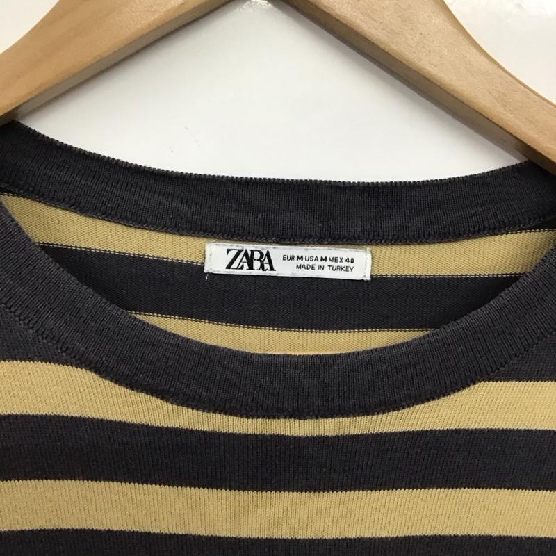 ザラ ZARA Tシャツ 半袖 半袖カットソー プリントTシャツ クルーネックカットソー M ボーダー柄 ベージュ / ベージュ / beige X 紺 / ネイビー / navy メンズ USED 古着 中古 10153290