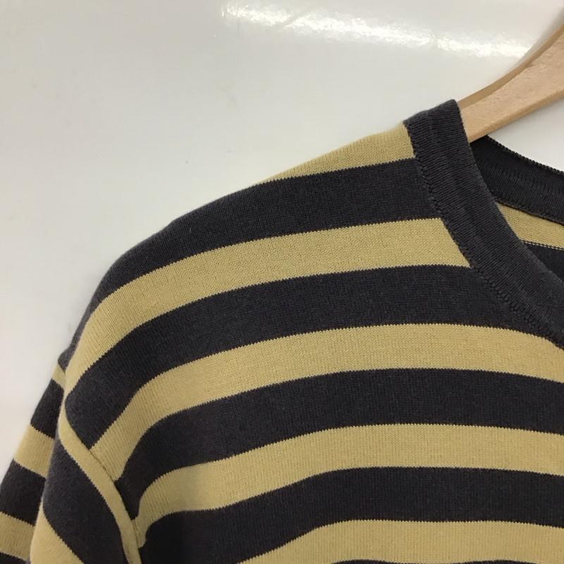 ザラ ZARA Tシャツ 半袖 半袖カットソー プリントTシャツ クルーネックカットソー M ボーダー柄 ベージュ / ベージュ / beige X 紺 / ネイビー / navy メンズ USED 古着 中古 10153290